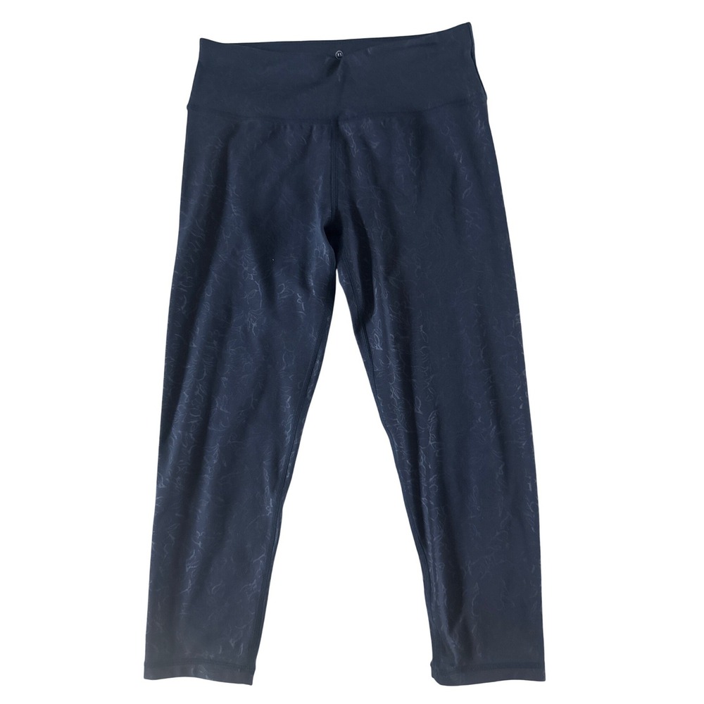 Sweaty Betty All Day Crop Leggings XS Navy Blue Floral Emboss‎ Print $68